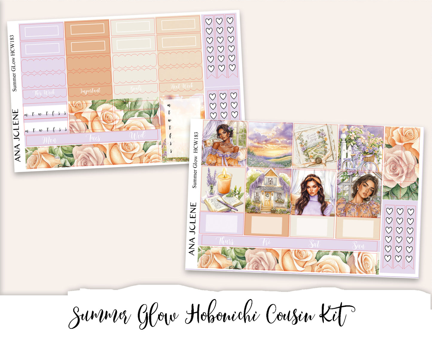 SUMMER GLOW Hobonichi Cousin Weekly Planner Sticker Kit