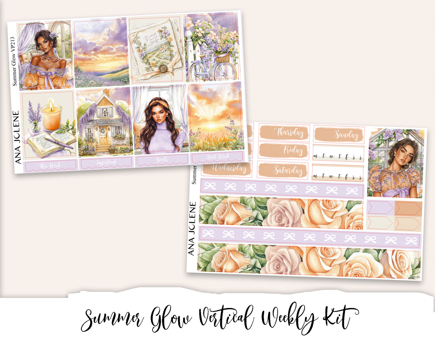SUMMER GLOW Planner Sticker Kit (Vertical Weekly)