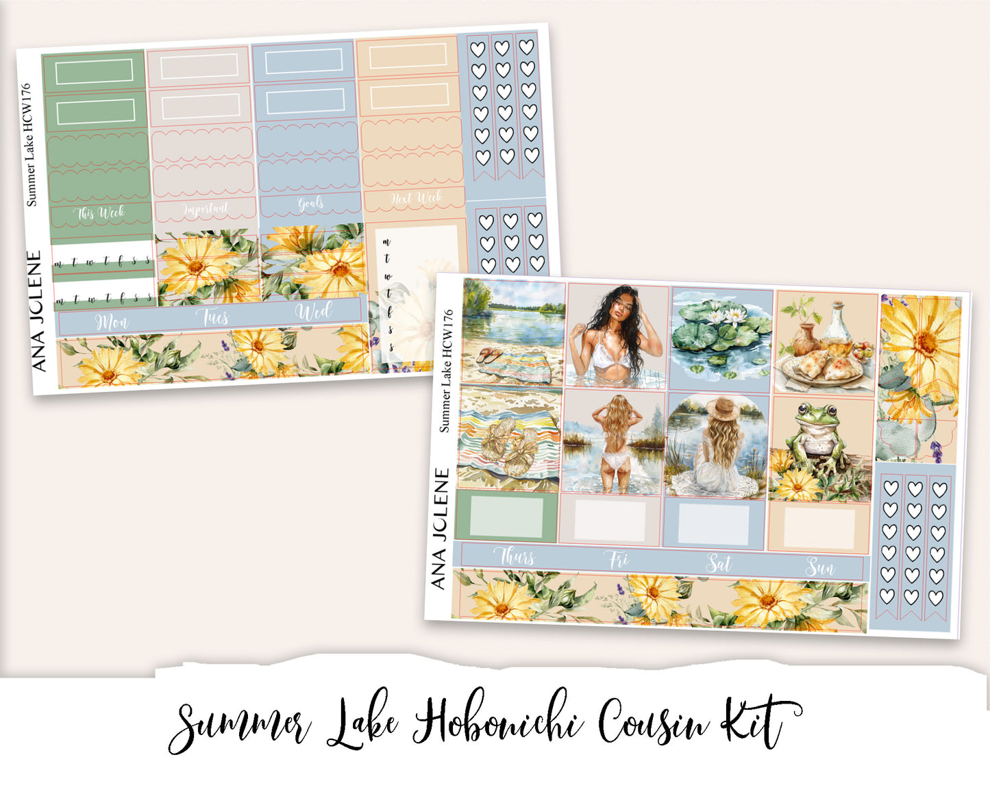 SUMMER LAKE Hobonichi Cousin Weekly Planner Sticker Kit
