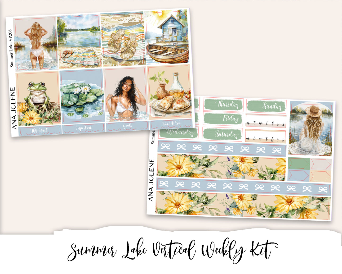 SUMMER LAKE Planner Sticker Kit (Vertical Weekly)