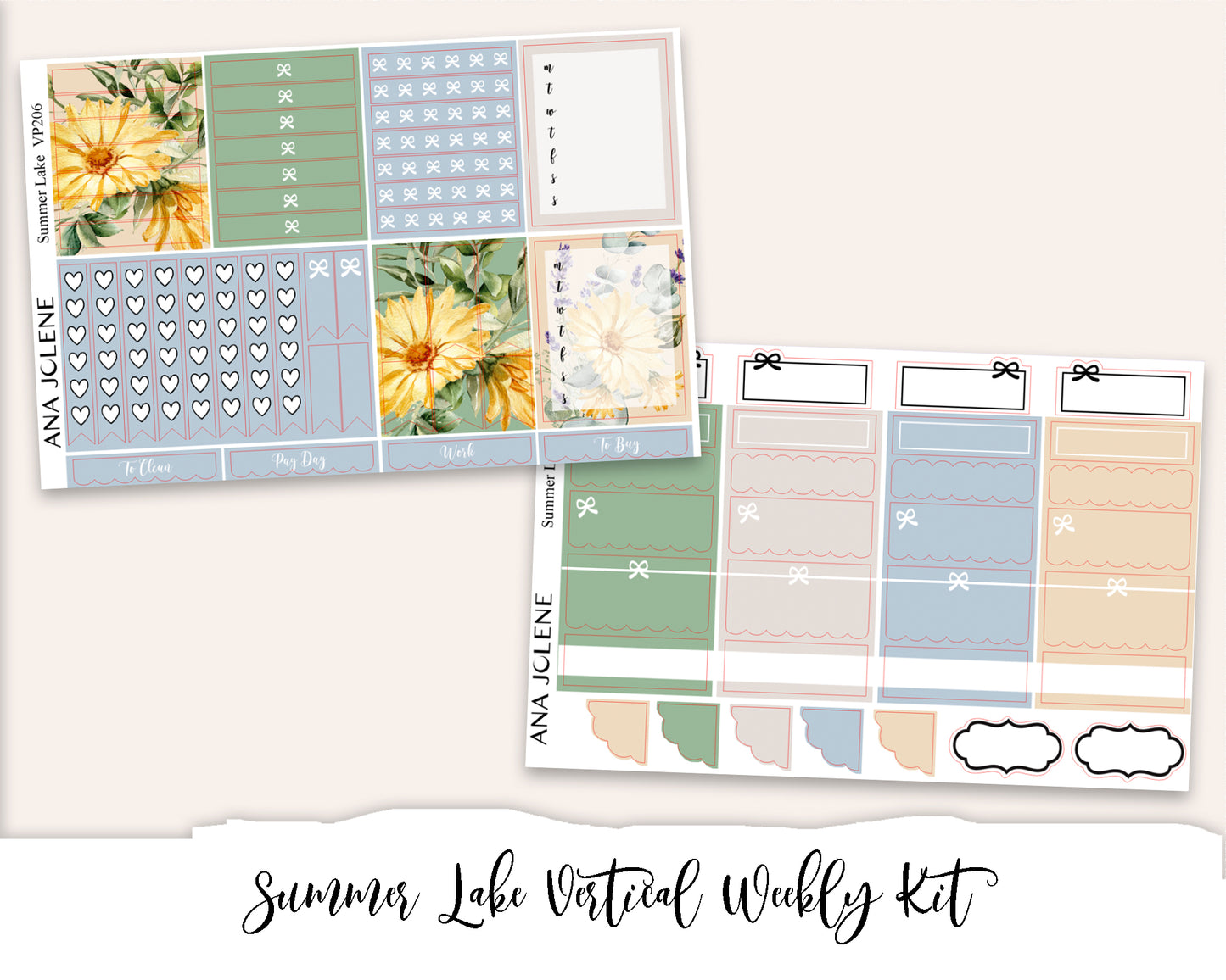 SUMMER LAKE Planner Sticker Kit (Vertical Weekly)