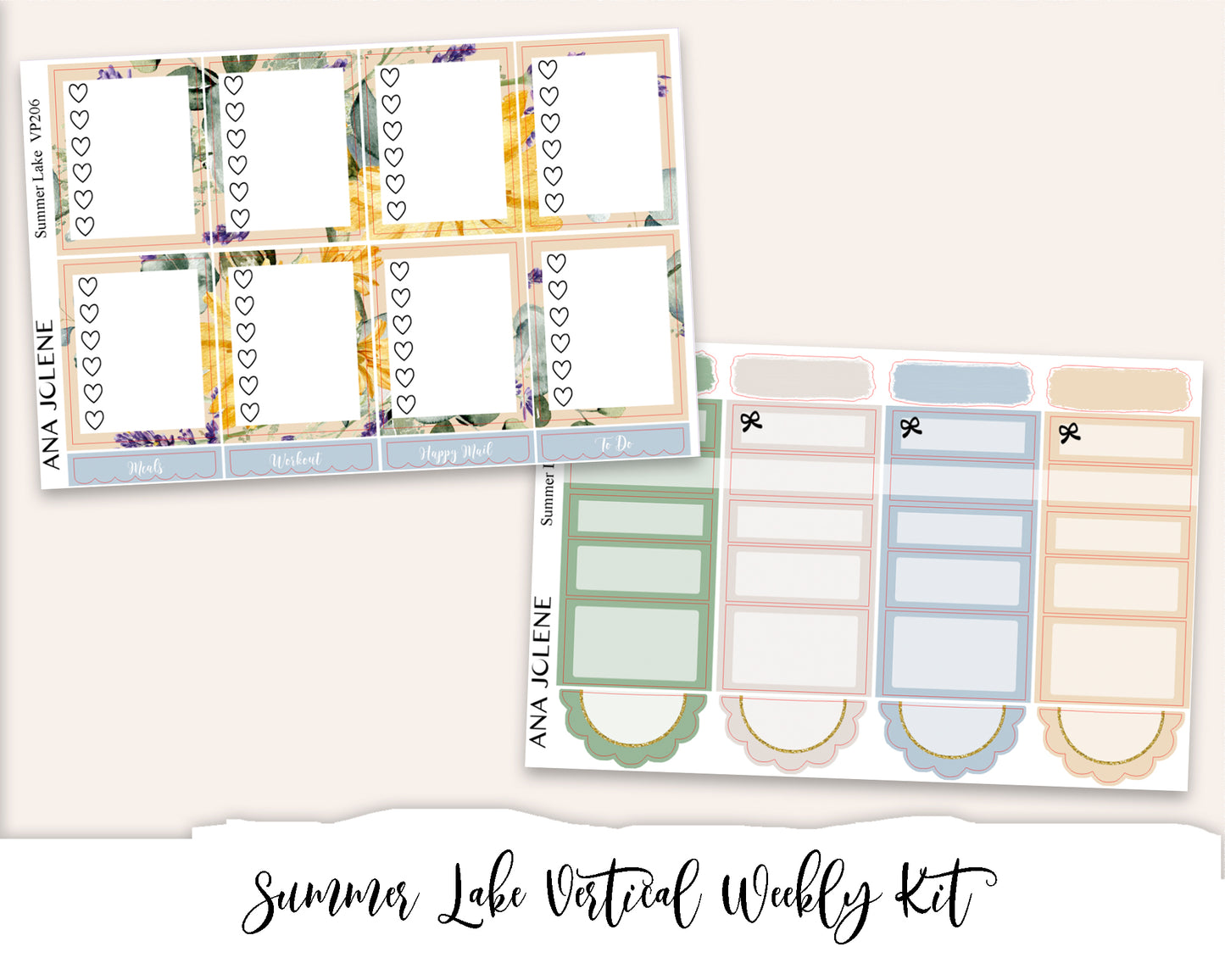 SUMMER LAKE Planner Sticker Kit (Vertical Weekly)