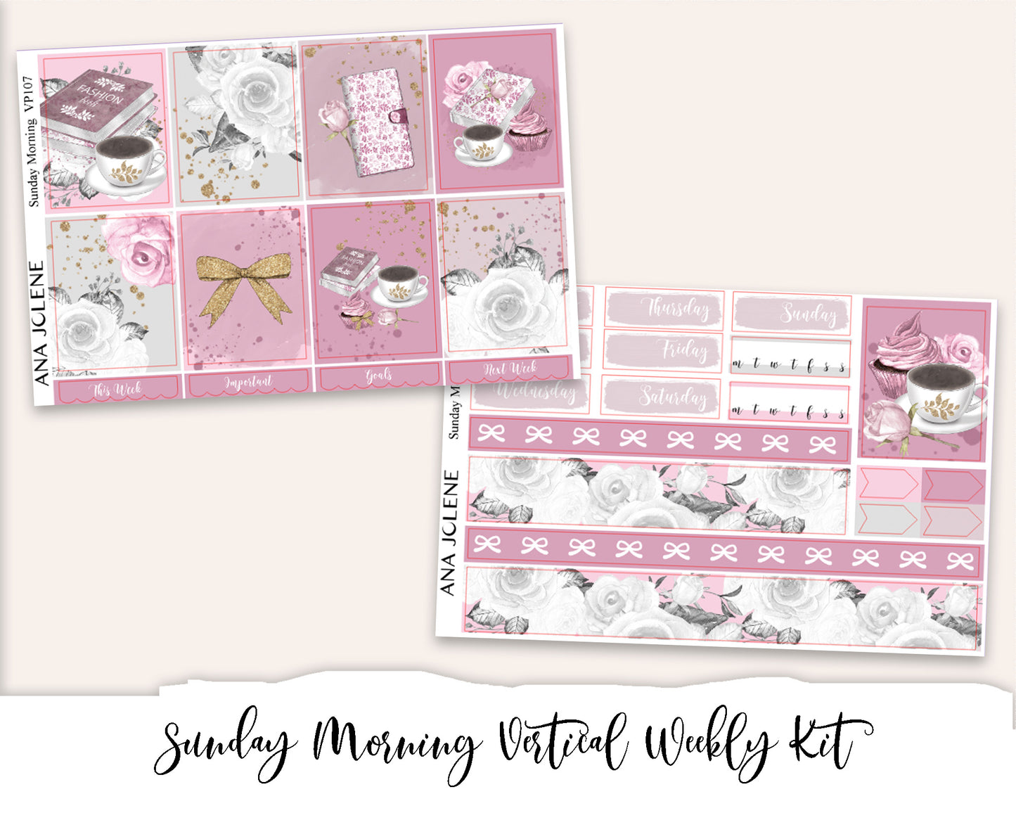 SUNDAY MORNING Planner Sticker Kit (Vertical Weekly)