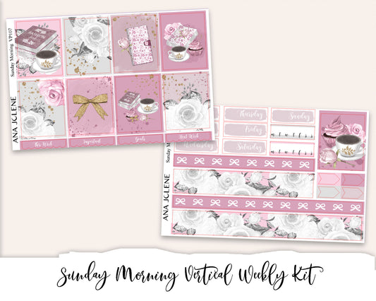 SUNDAY MORNING Planner Sticker Kit (Vertical Weekly)