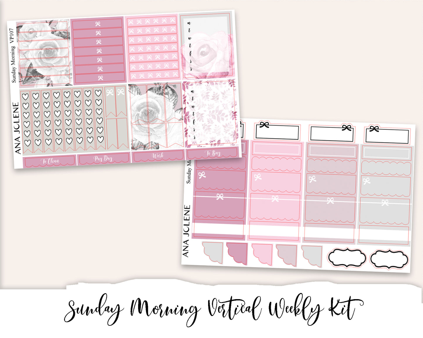 SUNDAY MORNING Planner Sticker Kit (Vertical Weekly)