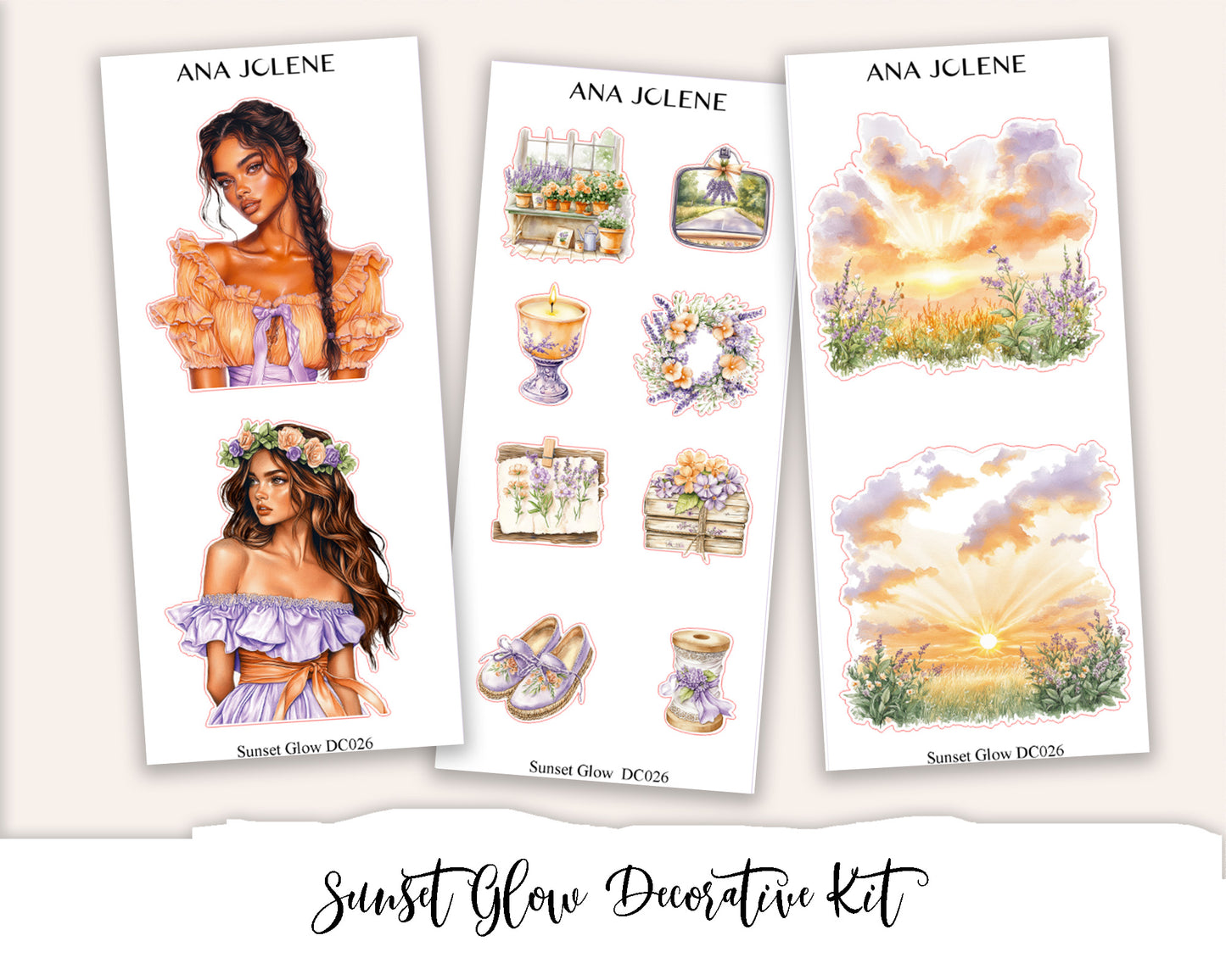 SUNSET GLOW Decorative Planner Sticker Kit