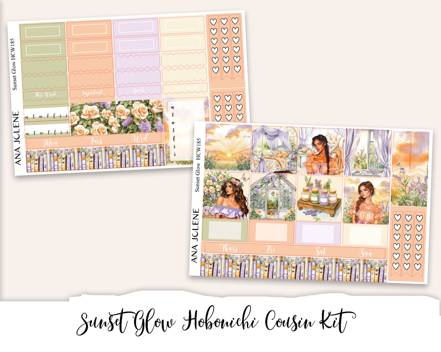 SUNSET GLOW Hobonichi Cousin Weekly Planner Sticker Kit