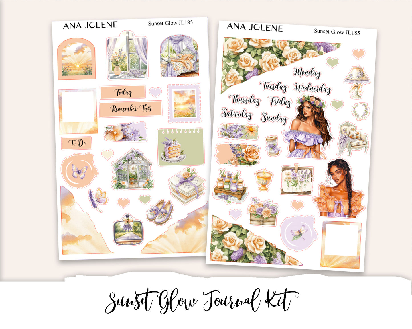 SUNSET GLOW Mini Journal Sticker Kit