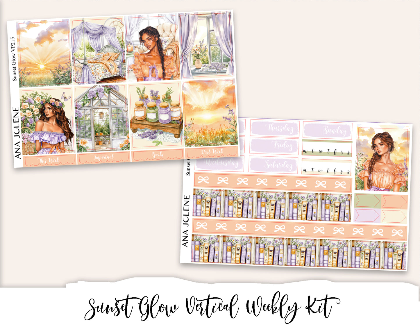 SUNSET GLOW Planner Sticker Kit (Vertical Weekly)