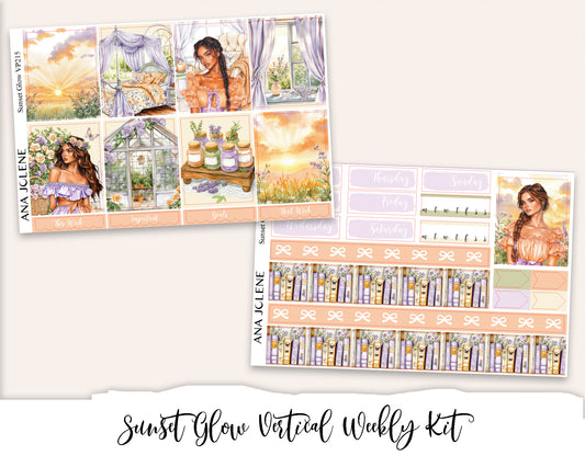 SUNSET  GLOW Planner Sticker Kit (Vertical Weekly)
