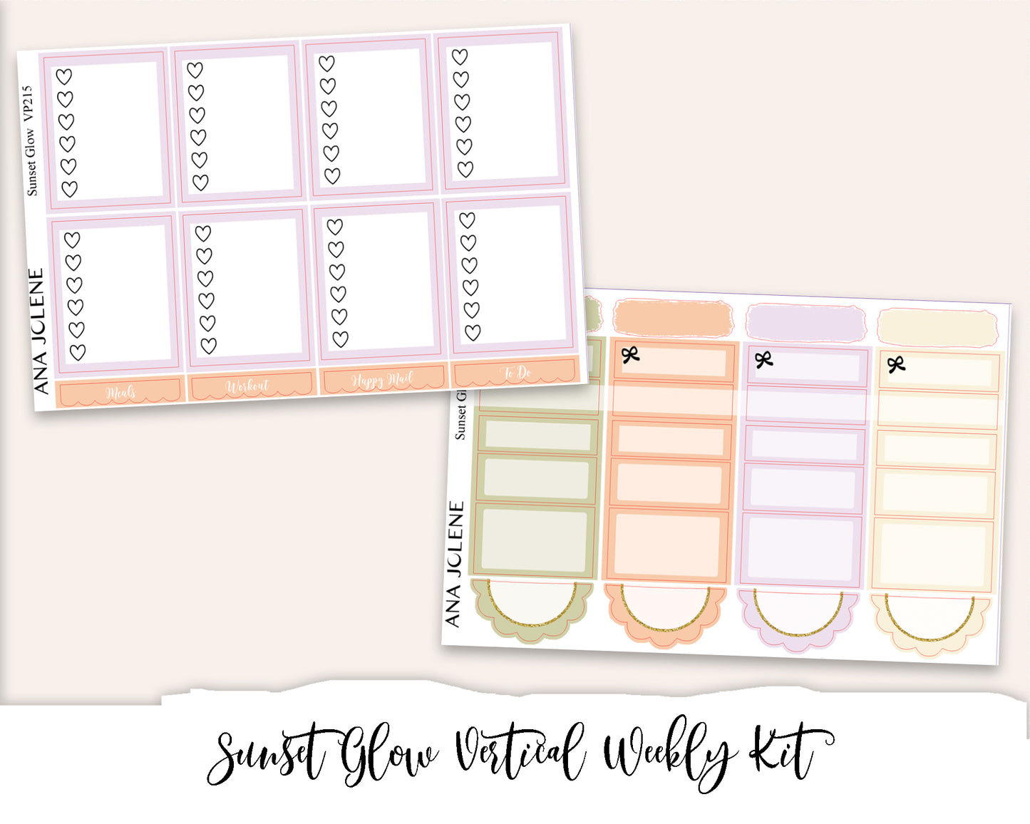 SUNSET GLOW Planner Sticker Kit (Vertical Weekly)