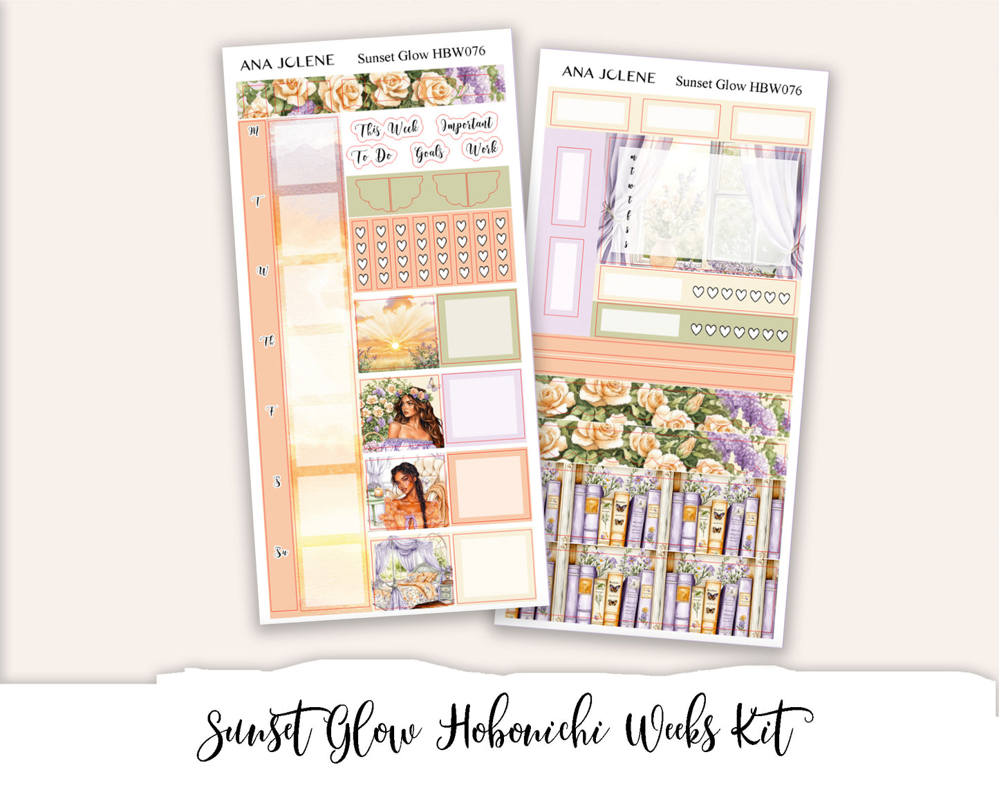 SUNSET GLOW Hobonichi Weeks Planner Sticker Kit