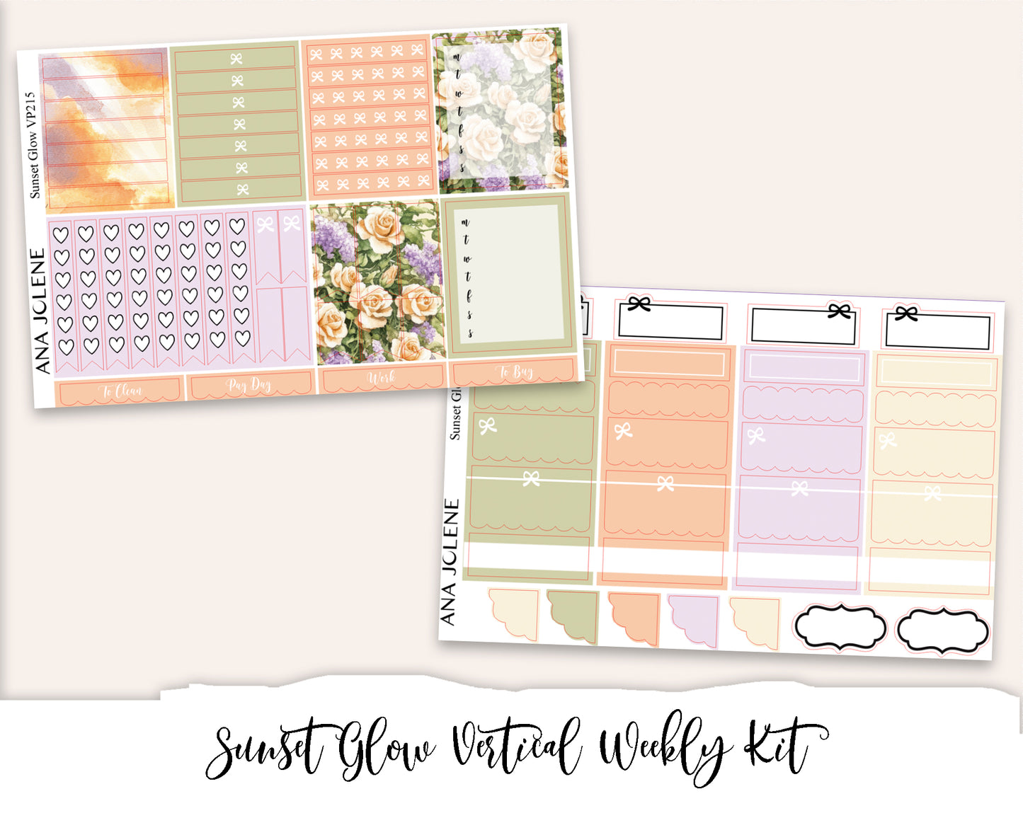 SUNSET GLOW Planner Sticker Kit (Vertical Weekly)