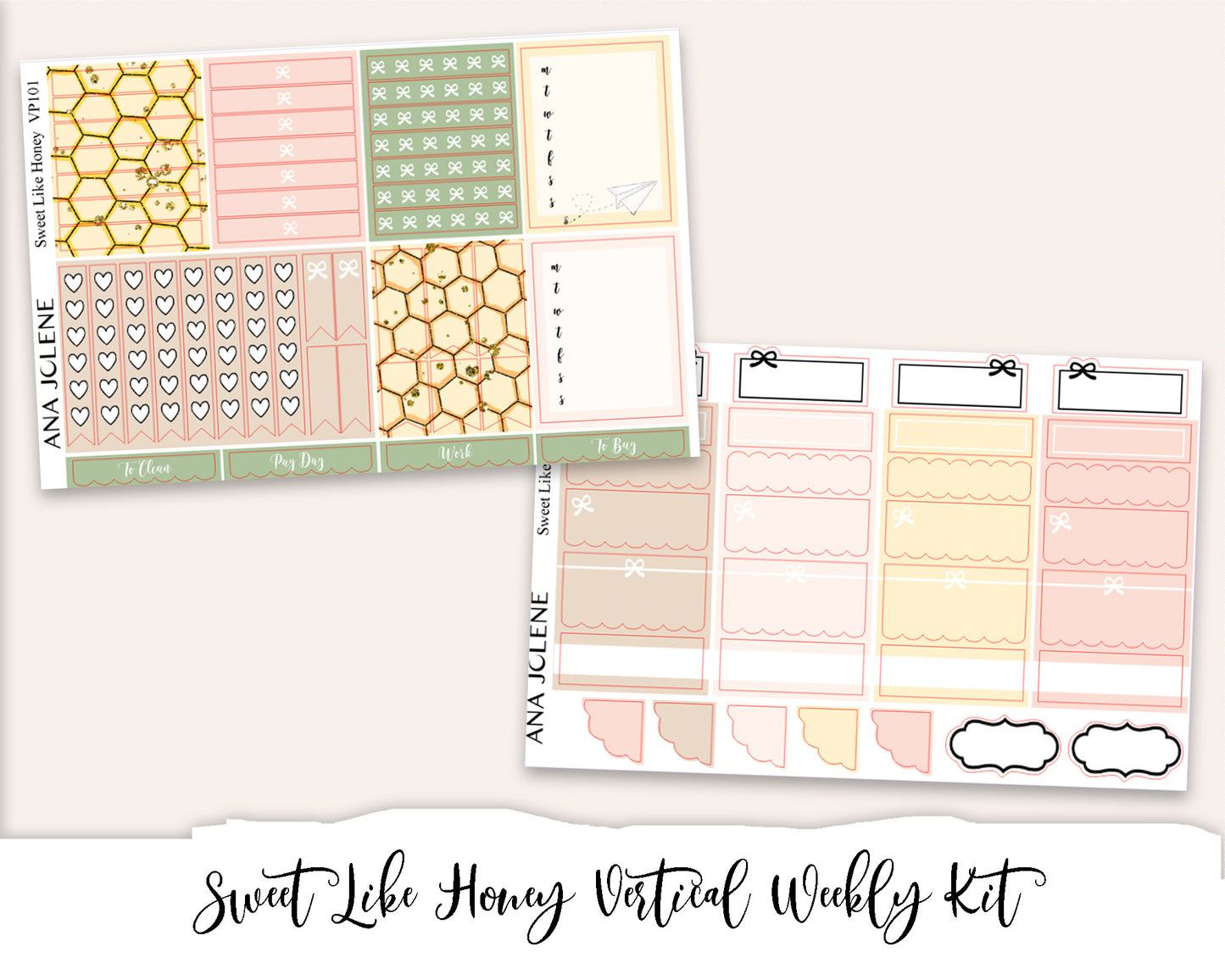 SWEET LIKE HONEY Planner Sticker Kit (Vertical Weekly)