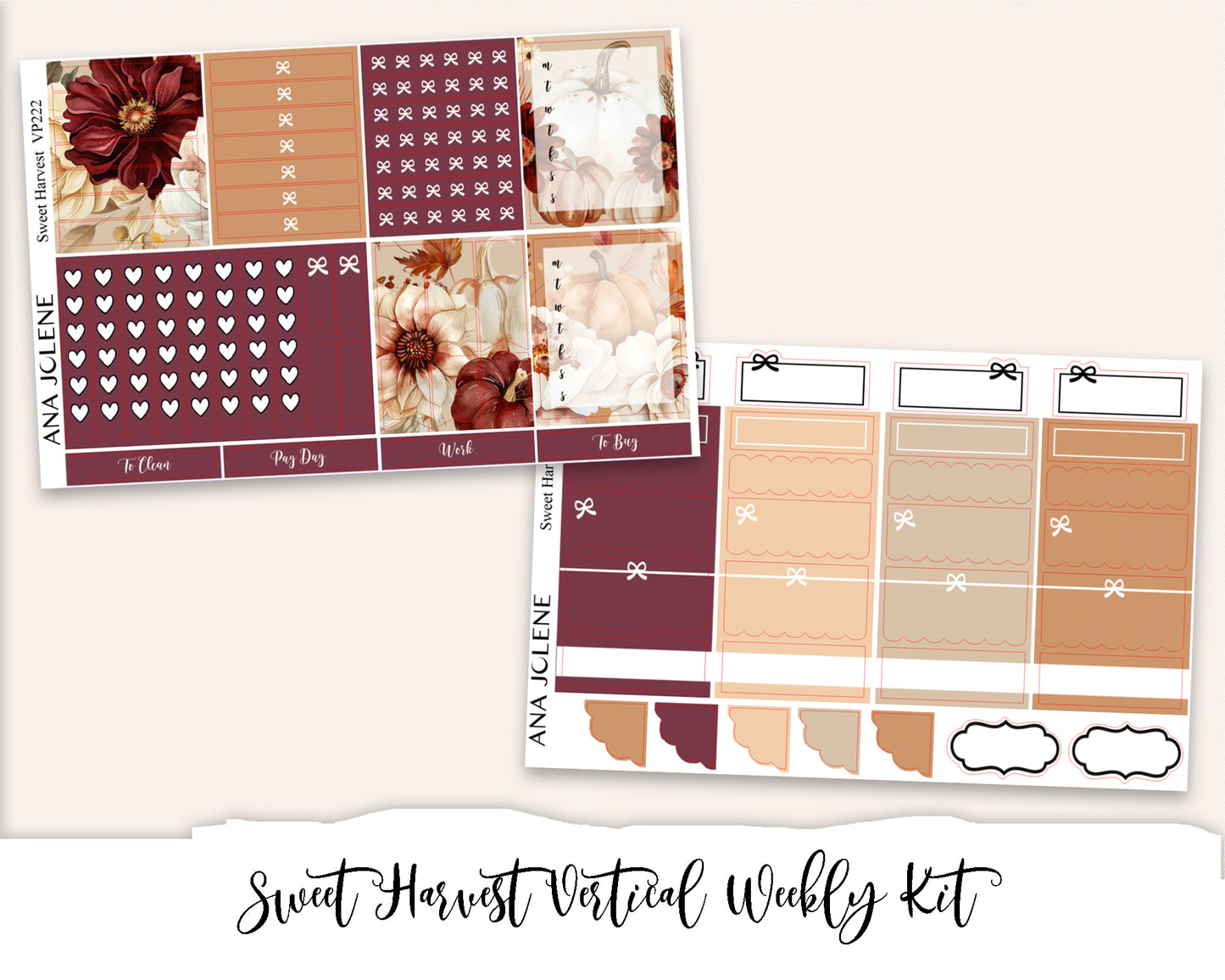 SWEET HARVEST Planner Sticker Kit (Vertical Weekly)