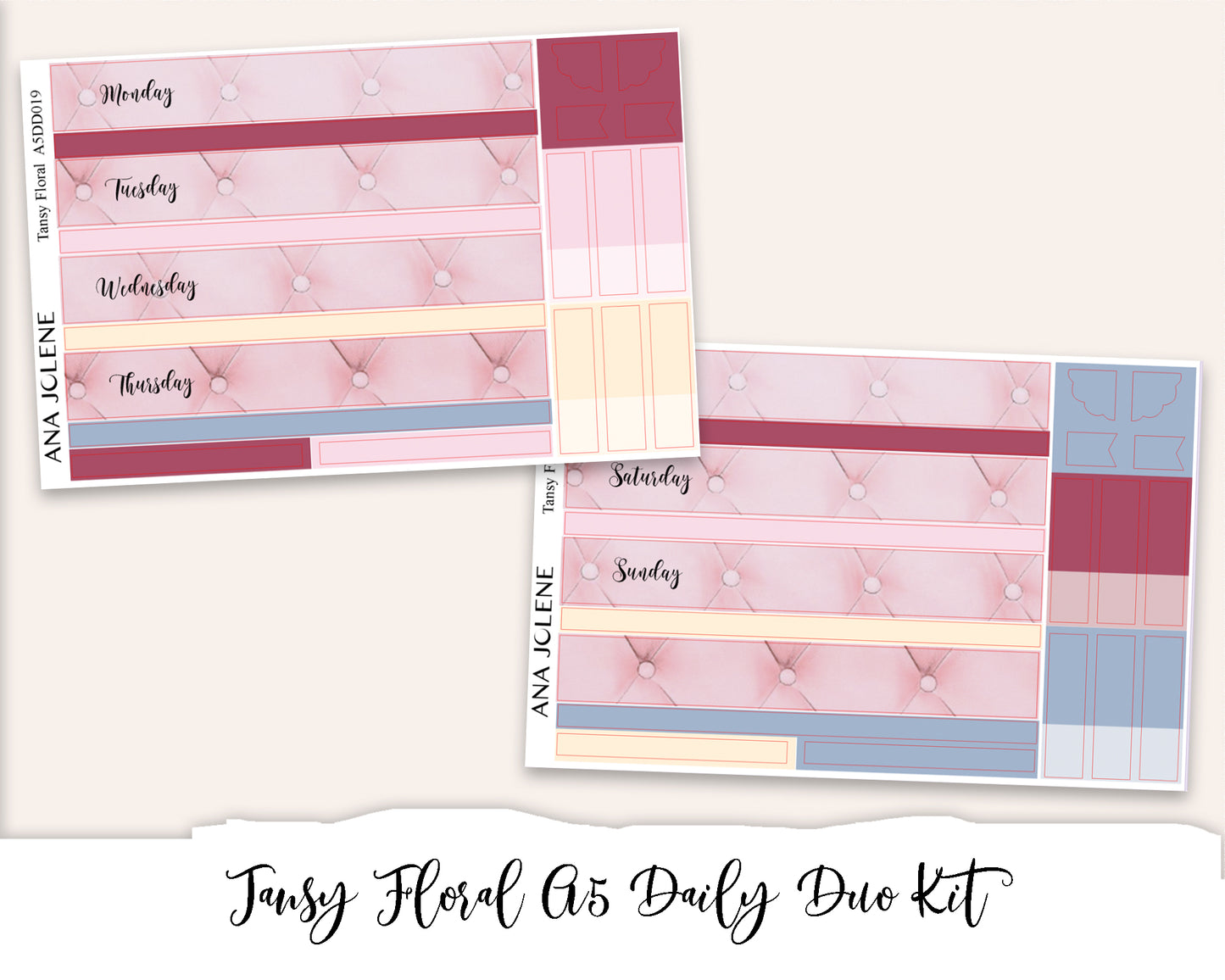 TANSY FLORAL EC A5 Daily Duo Planner Sticker Kit (Erin Condren)