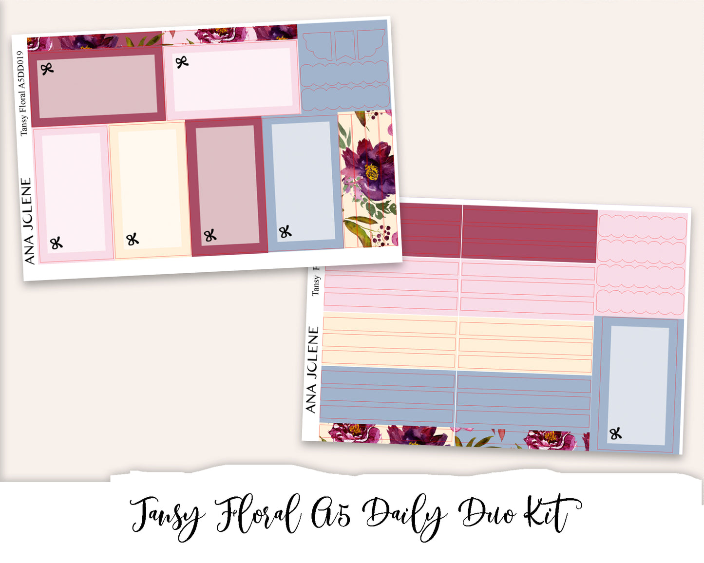 TANSY FLORAL EC A5 Daily Duo Planner Sticker Kit (Erin Condren)
