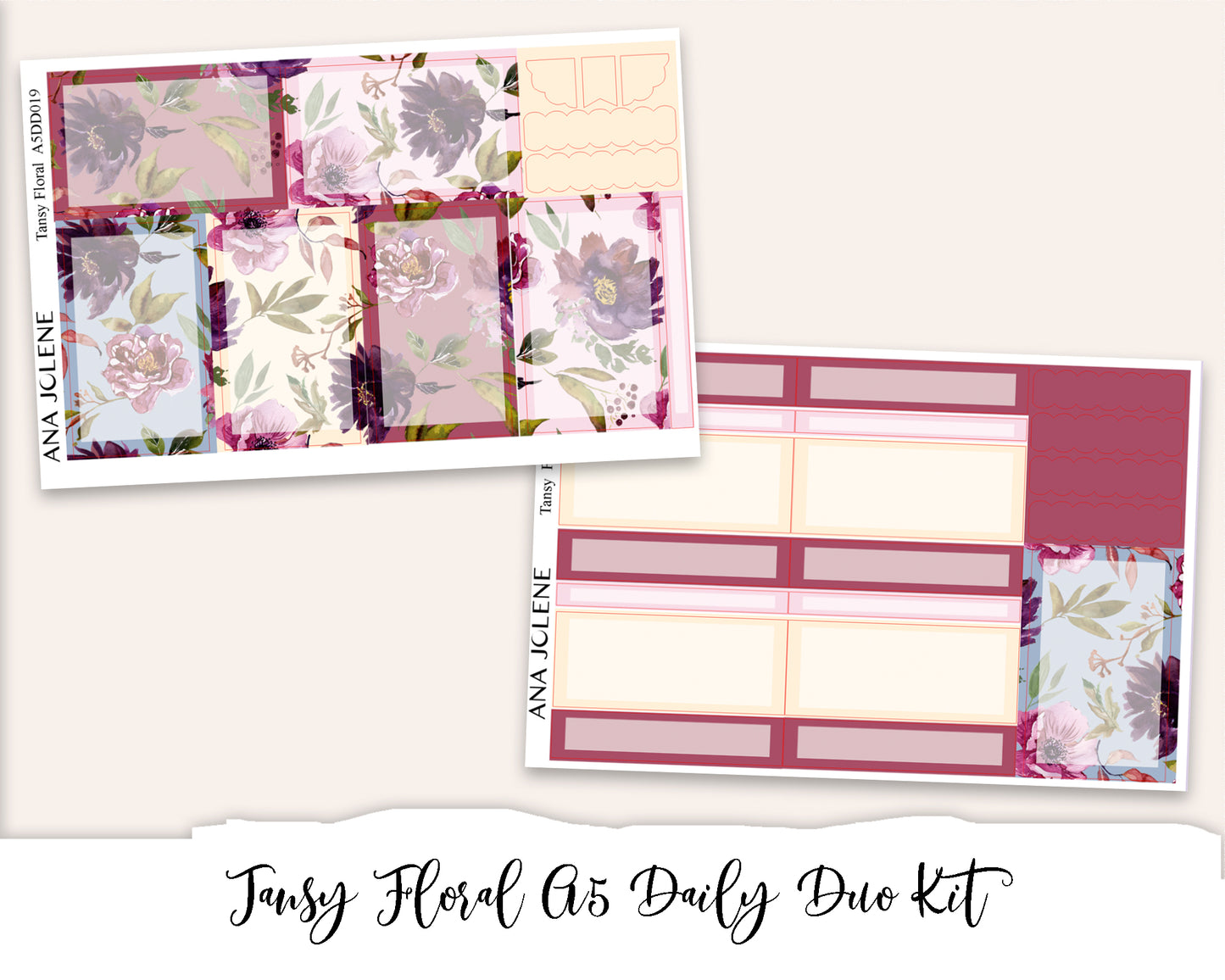TANSY FLORAL EC A5 Daily Duo Planner Sticker Kit (Erin Condren)