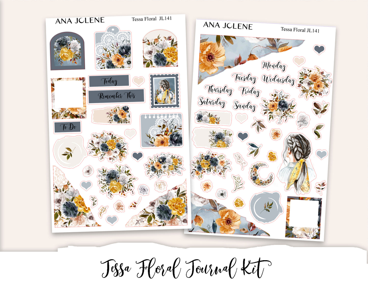 TESSA FLORAL Full Journal Sticker Kit
