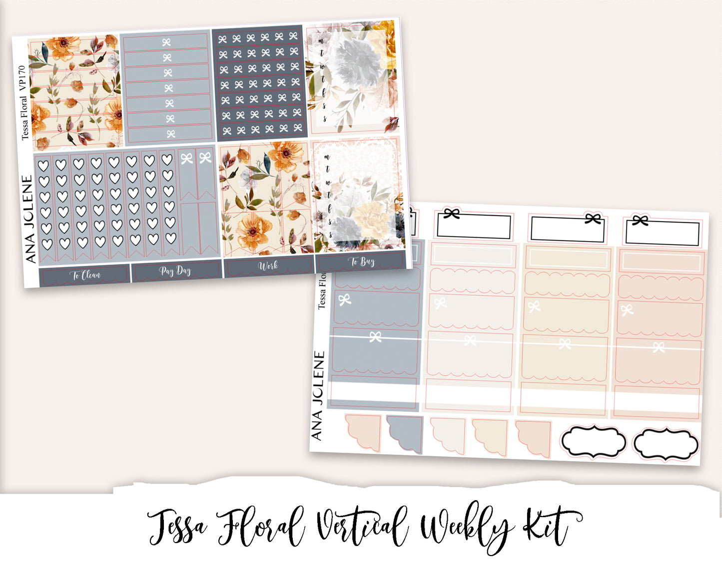 TESSA FLORAL Planner Sticker Kit (Vertical Weekly)