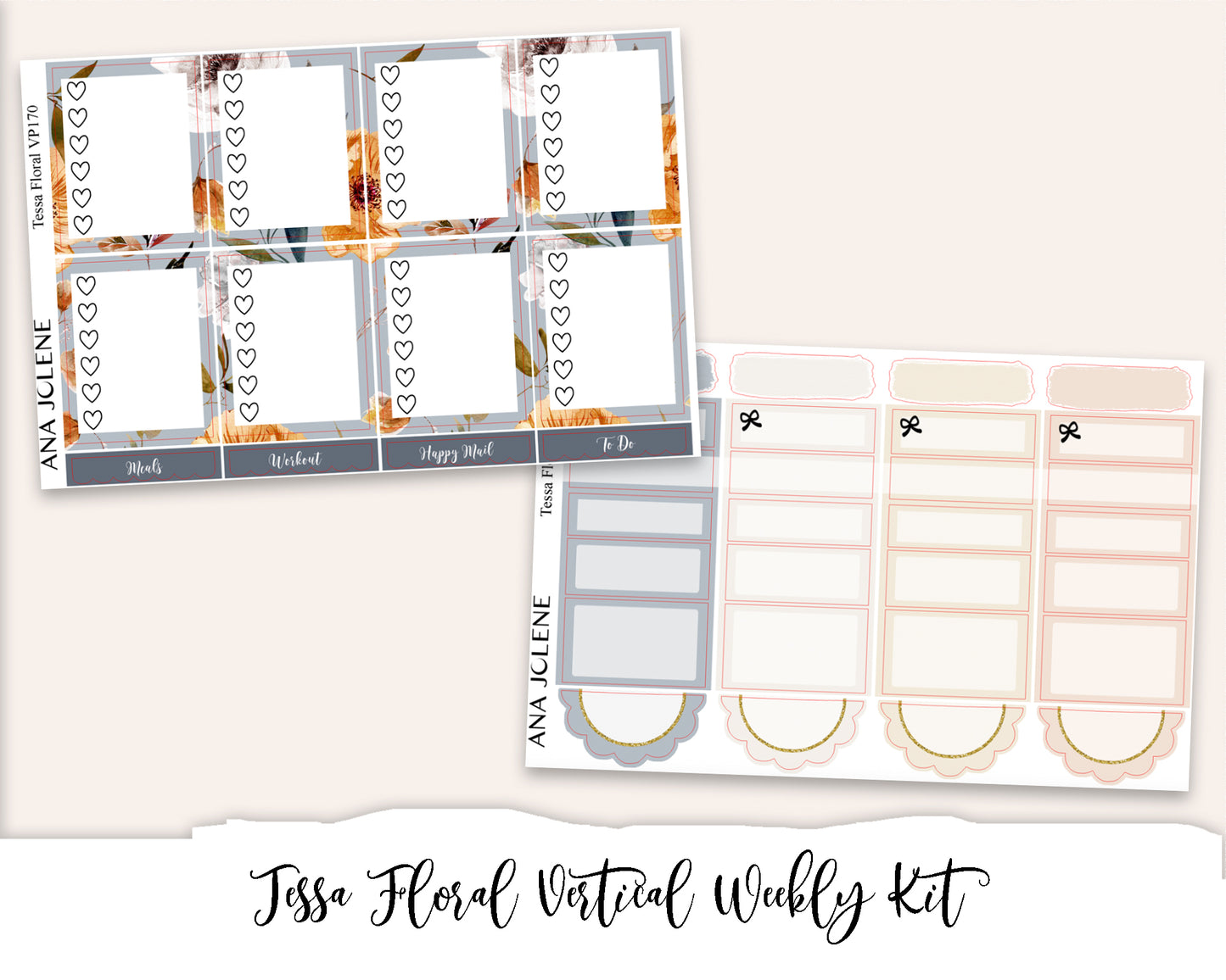 TESSA FLORAL Planner Sticker Kit (Vertical Weekly)
