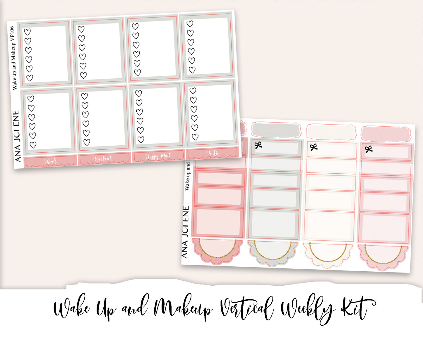 WAKE UP AND MAKEUP Planner Sticker Kit (Vertical Weekly)