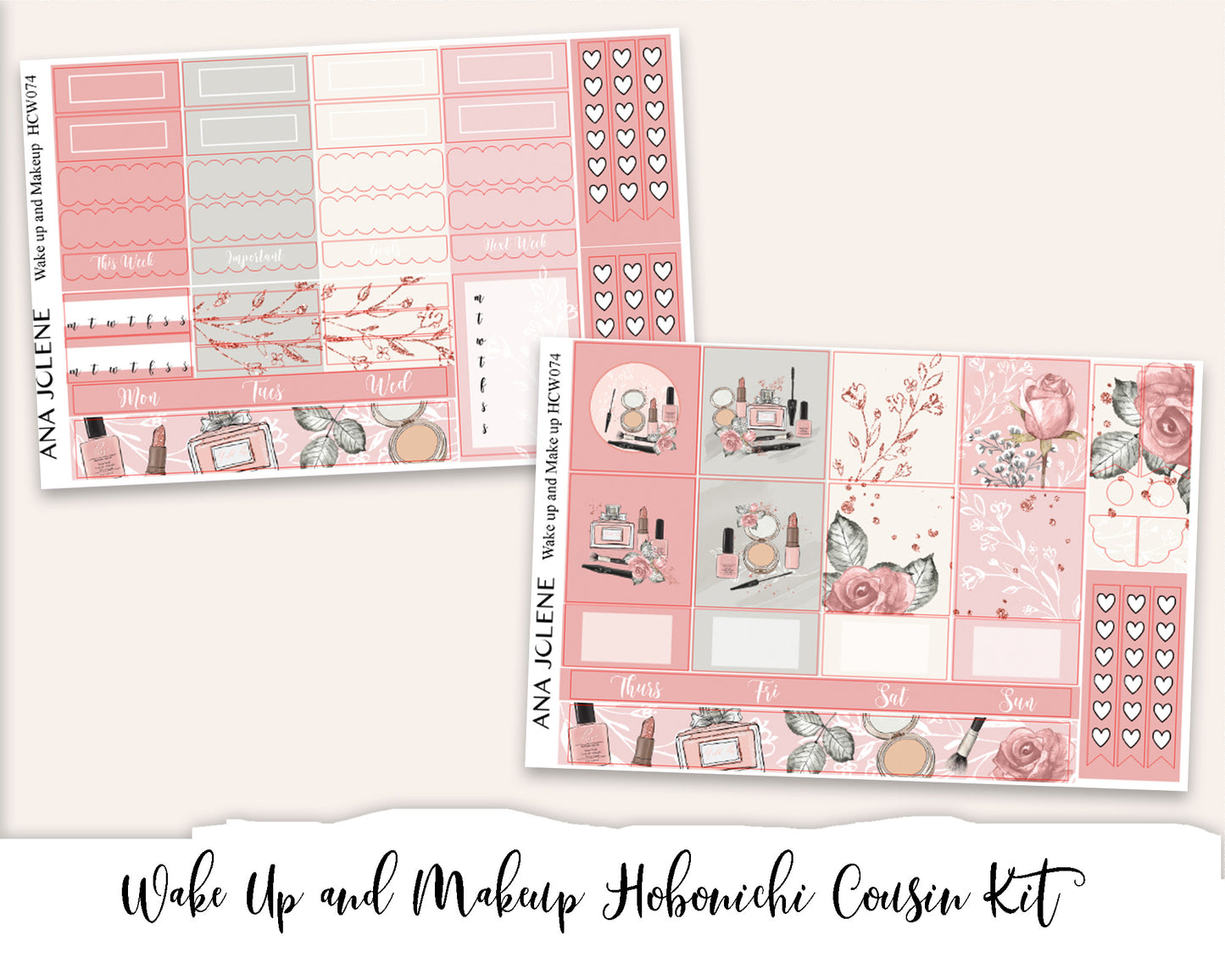 WAKE UP AND MAKEUP Hobonichi Cousin Weekly Planner Sticker Kit