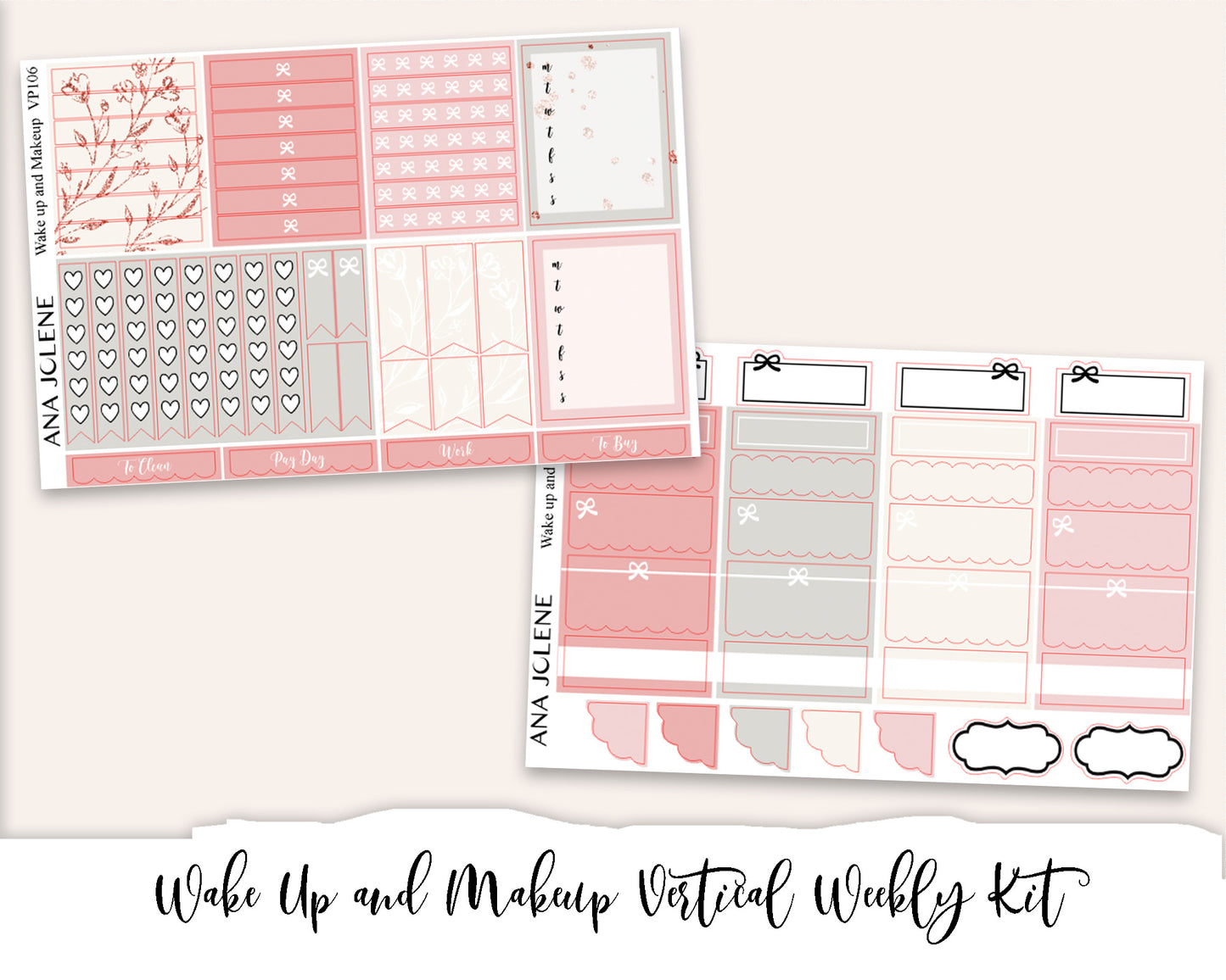 WAKE UP AND MAKEUP Planner Sticker Kit (Vertical Weekly)