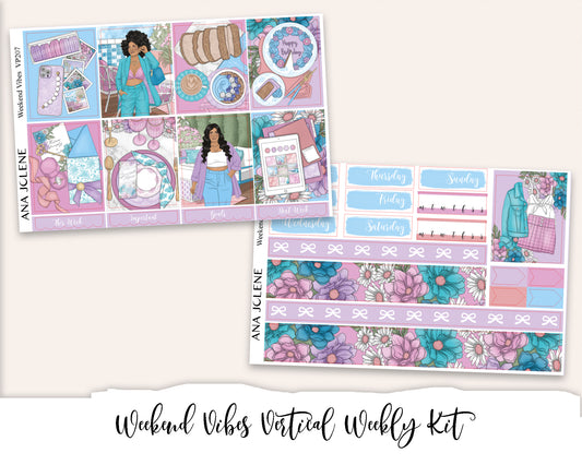 WEEKEND VIBES Planner Sticker Kit (Vertical Weekly)