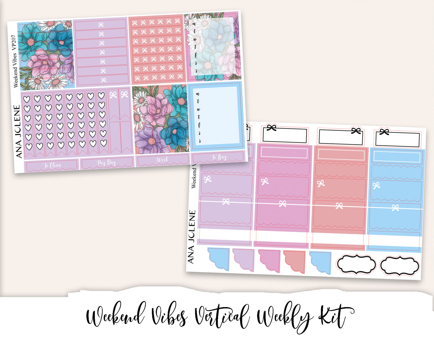 WEEKEND VIBES Planner Sticker Kit (Vertical Weekly)