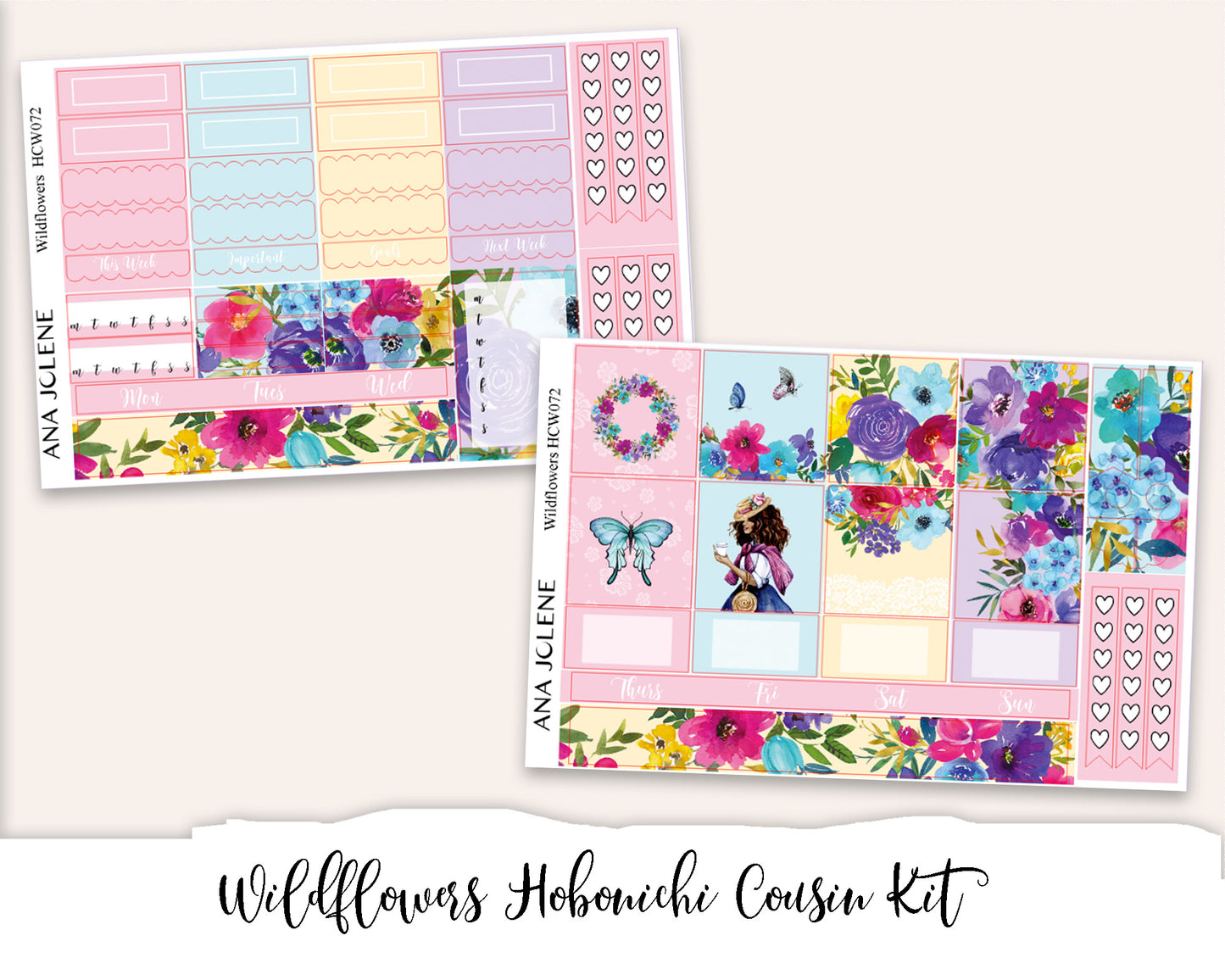 WILDFLOWERS Hobonichi Cousin Weekly Planner Sticker Kit