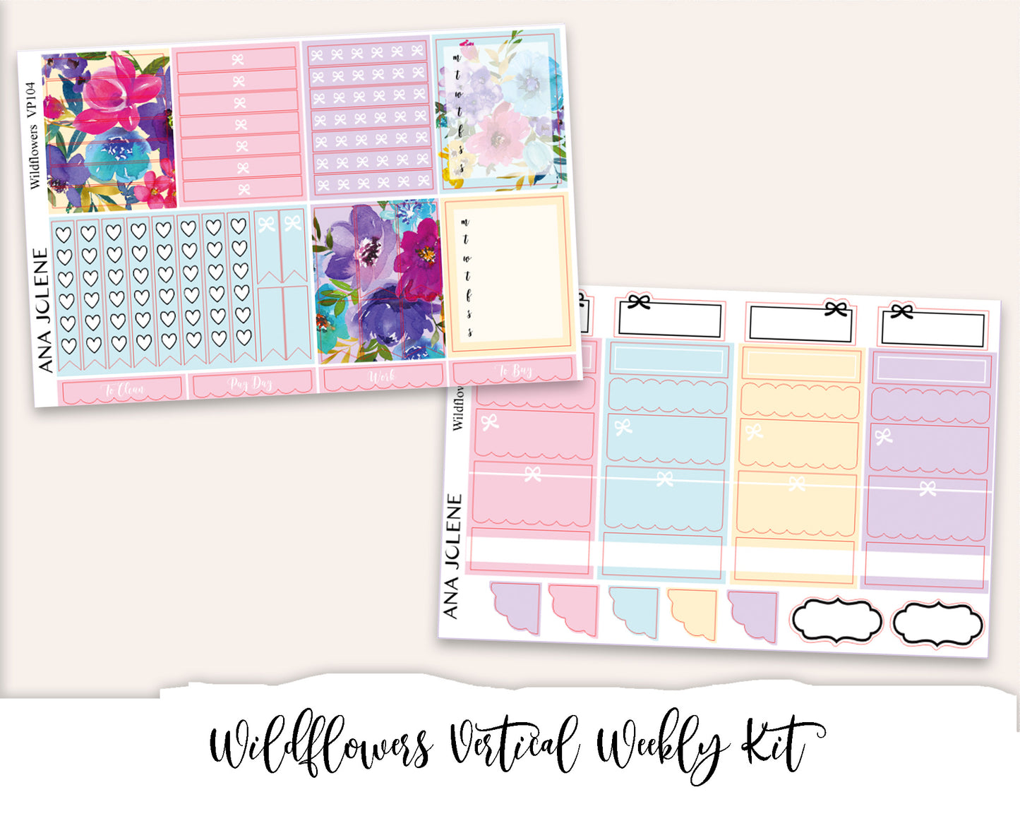 WILDFLOWERS Planner Sticker Kit (Vertical Weekly)