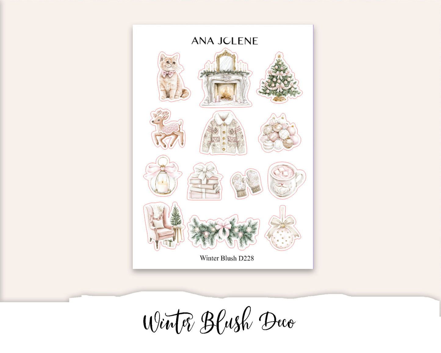 WINTER BLUSH  Planner Sticker Kit (Vertical Weekly)