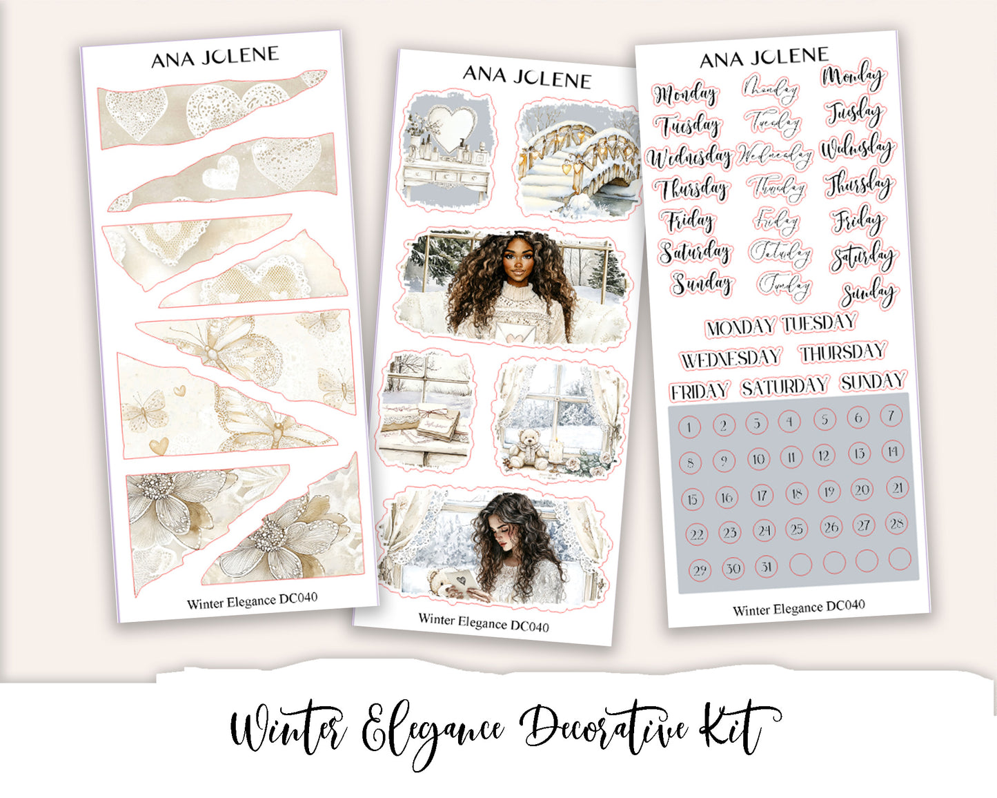 WINTER ELEGANCE Decorative Planner Sticker Kit