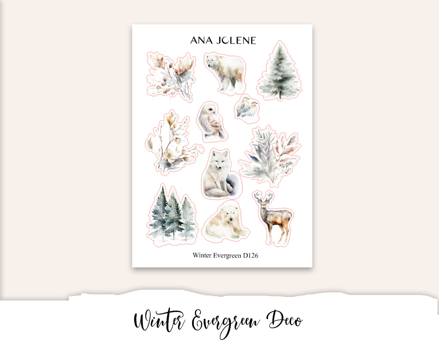WINTER EVERGREEN Planner Sticker Kit (Vertical Weekly)