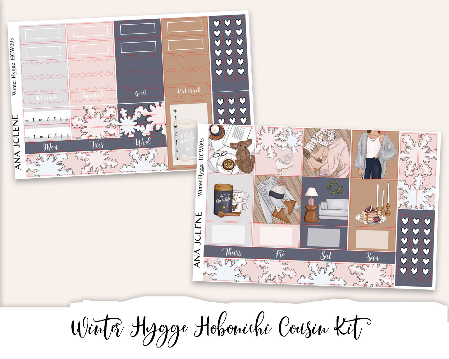 WINTER HYGGE Hobonichi Cousin Weekly Planner Sticker Kit