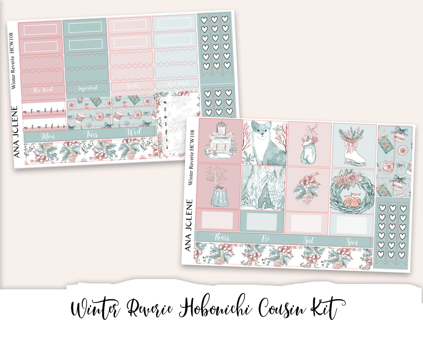 WINTER REVERIE Hobonichi Cousin Weekly Planner Sticker Kit