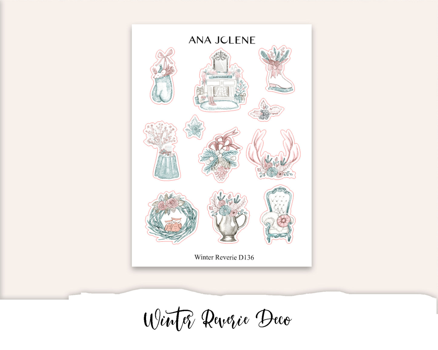 WINTER REVERIE Hobonichi Cousin Weekly Planner Sticker Kit