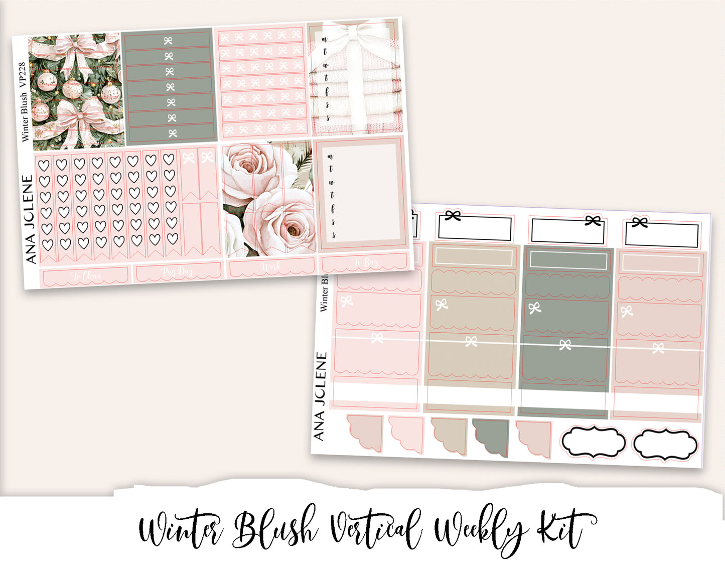 WINTER BLUSH Planner Sticker Kit (Vertical Weekly)