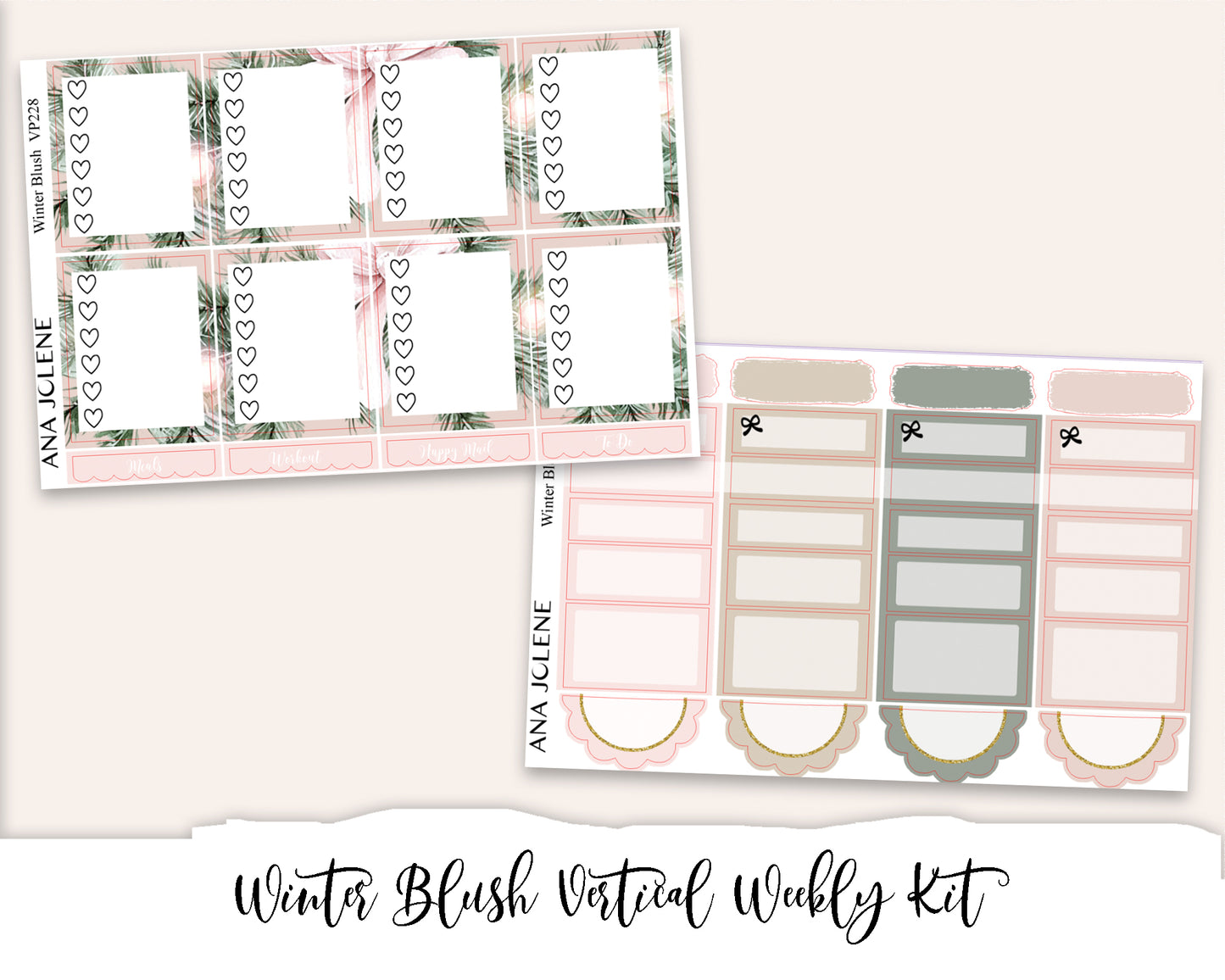 WINTER BLUSH Planner Sticker Kit (Vertical Weekly)
