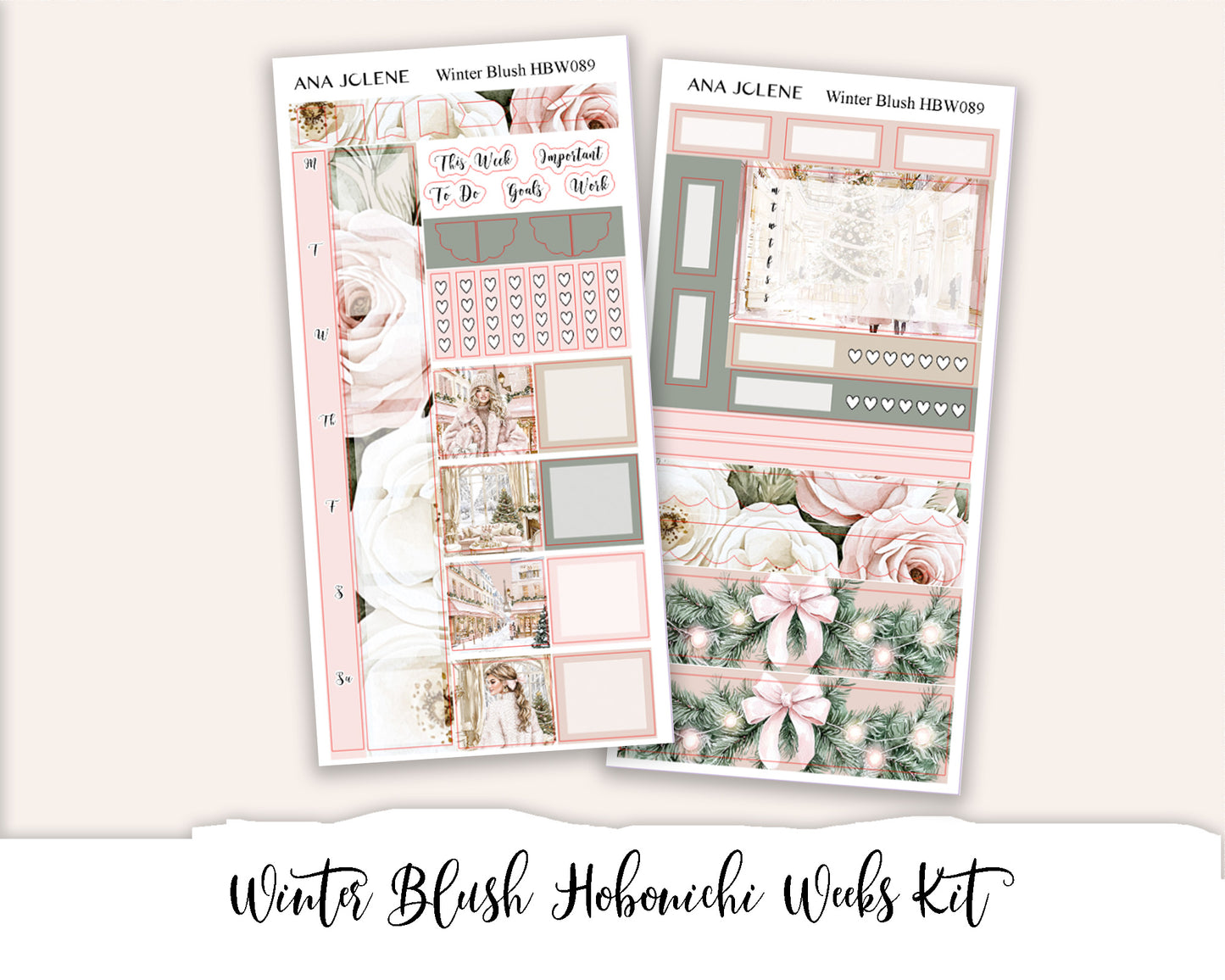 WINTER BLUSH Hobonichi Weeks Planner Sticker Kit