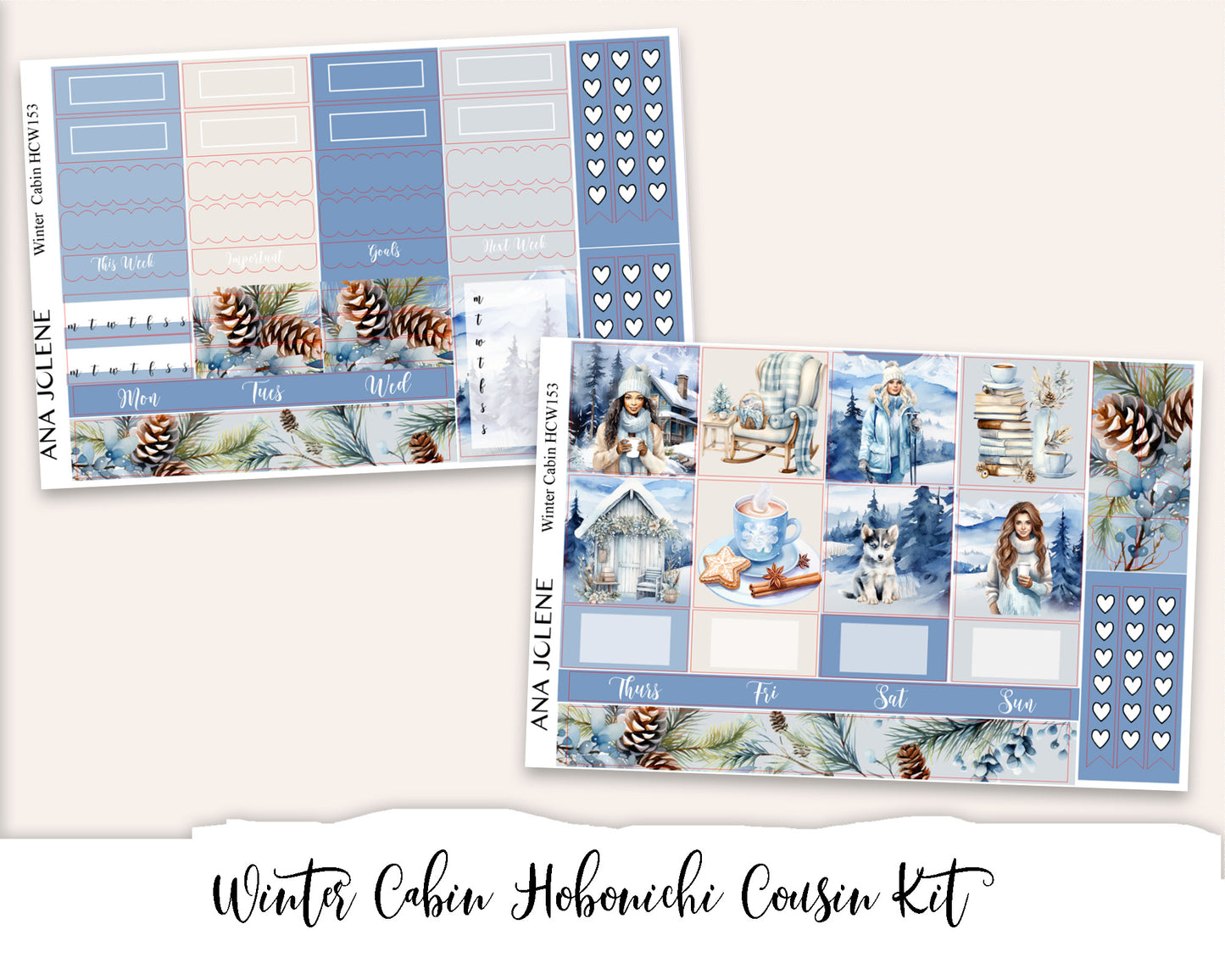 WINTER CABIN Hobonichi Cousin Weekly Planner Sticker Kit