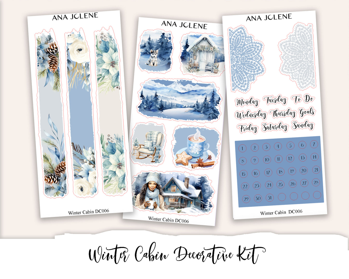 WINTER CABIN Decorative Planner Sticker Kit