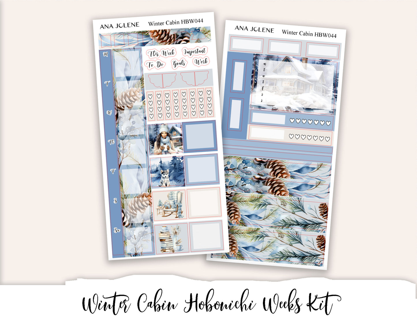 WINTER CABIN Hobonichi Weeks Planner Sticker Kit