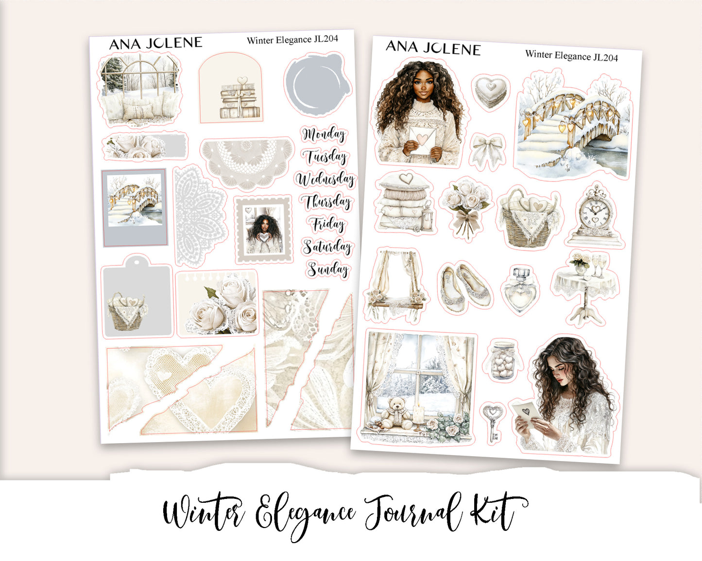 WINTER ELEGANCE Planner Sticker Kit (Vertical Weekly)
