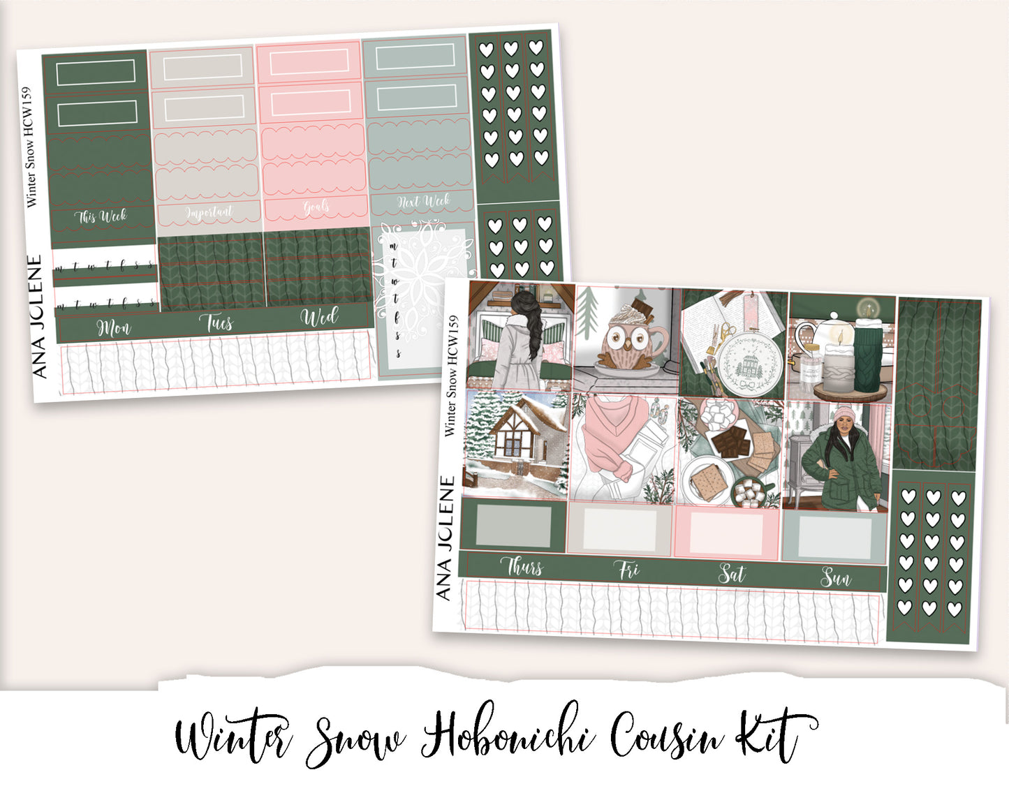 WINTER SNOW Hobonichi Cousin Weekly Planner Sticker Kit