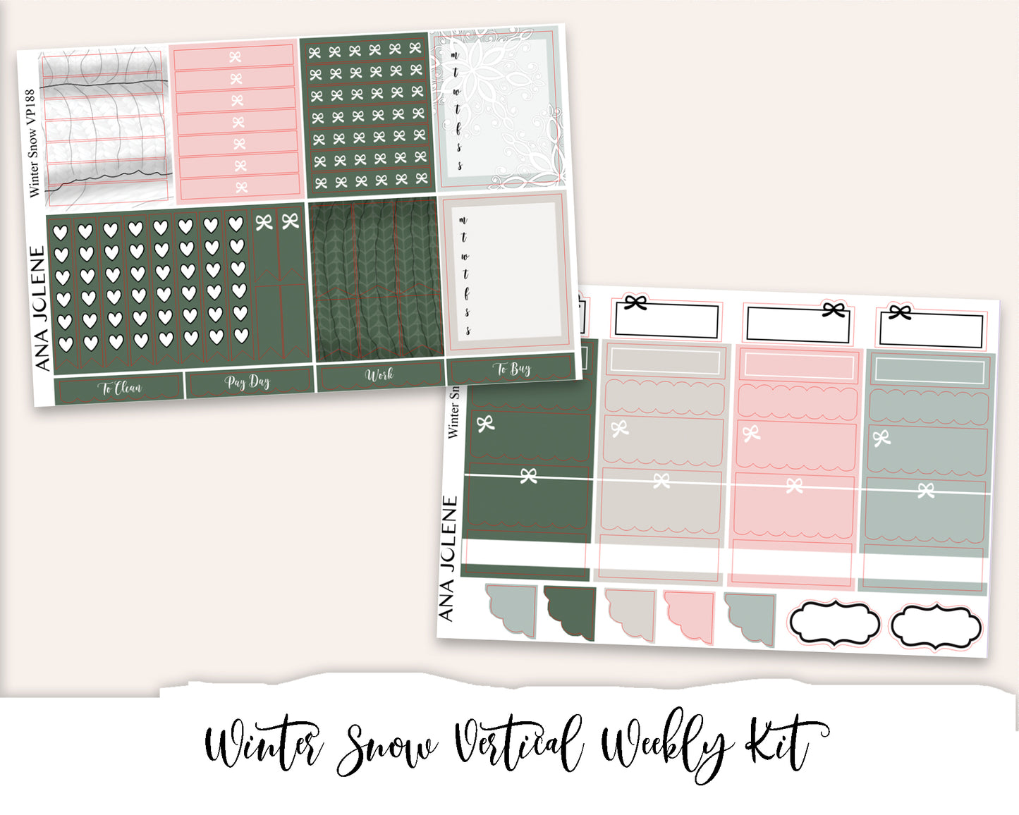 WINTER SNOW Planner Sticker Kit (Vertical Weekly)