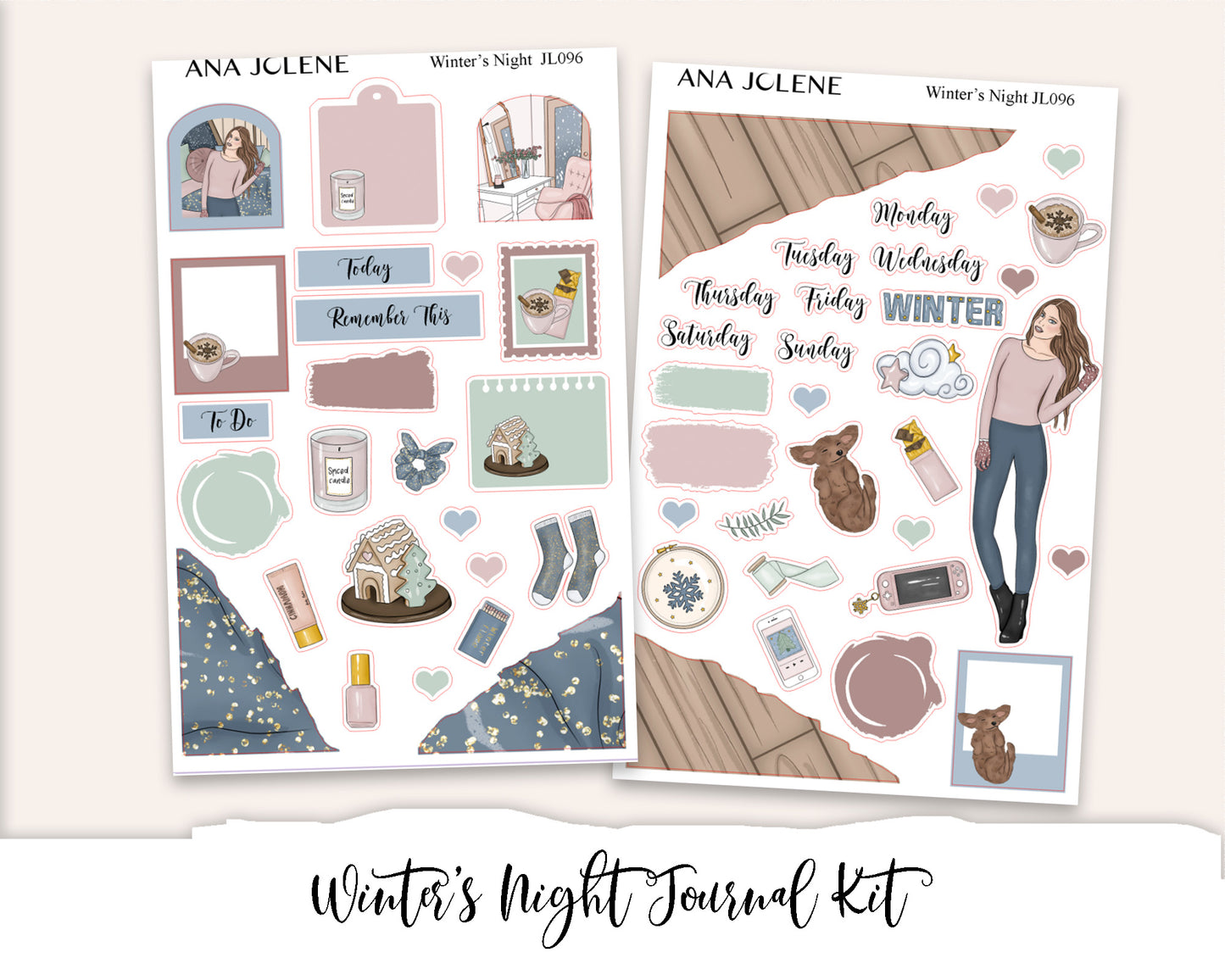 WINTER'S NIGHT Mini Journal Sticker Kit