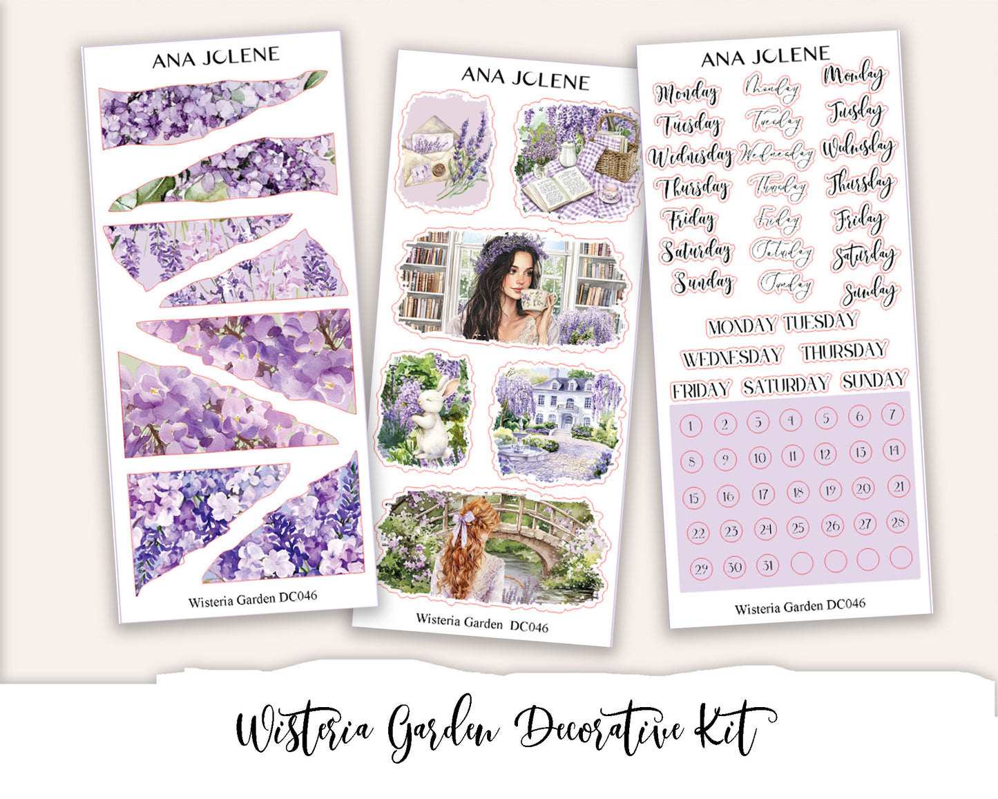 WISTERIA GARDEN  Decorative Planner Sticker Kit