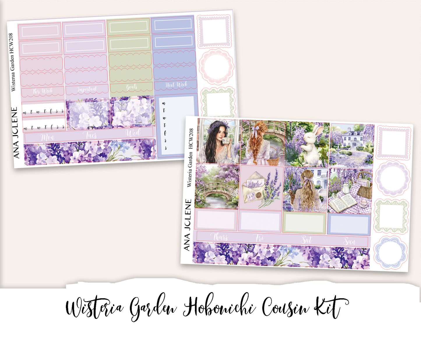 WISTERIA GARDEN  Hobonichi Cousin Weekly Planner Sticker Kit